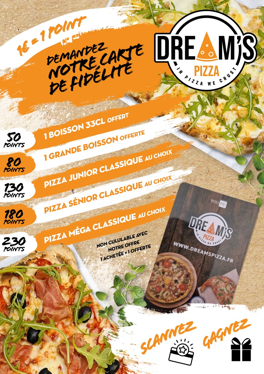 Carte de fidélité Dream's Pizza — Scannez et gagnez